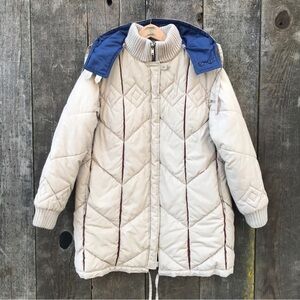 Vintage 80s Quilted Reversible Mid Length Winter Coat, size 11, Medium-Large